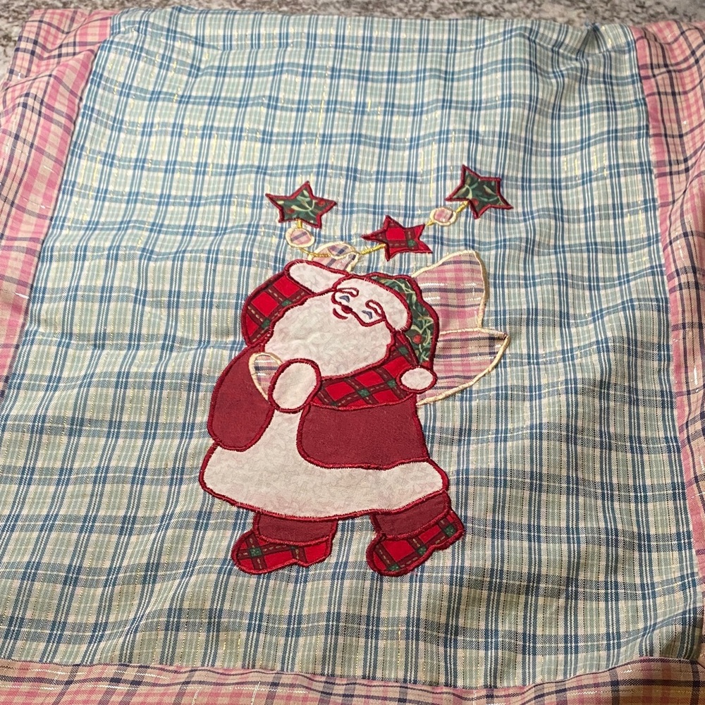 Festive Santa Plaid Table Runner for 6 to 8 Seat Table